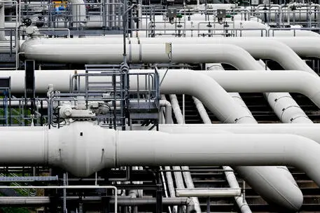 epa10065348 Pipes at gas compressor station in Mallnow, Germany, 11 July 2022. The compressor station in Mallnow near the German-Polish border has stopped receiving Russian gas through the Yamal-Europe pipeline, which transits Belarus and Poland, since Russian operator Gazprom in May had discontinued usage of the Poland section. Russian state-controlled gas giant Gazprom on 11 July 2022 suspended deliveries of gas to Germany via Nord Stream 1 for scheduled annual summer maintenance works. EPA/FILIP SINGER
